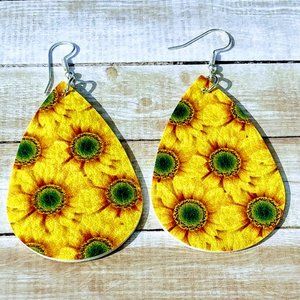 SunFLower Faux Leather Earrings